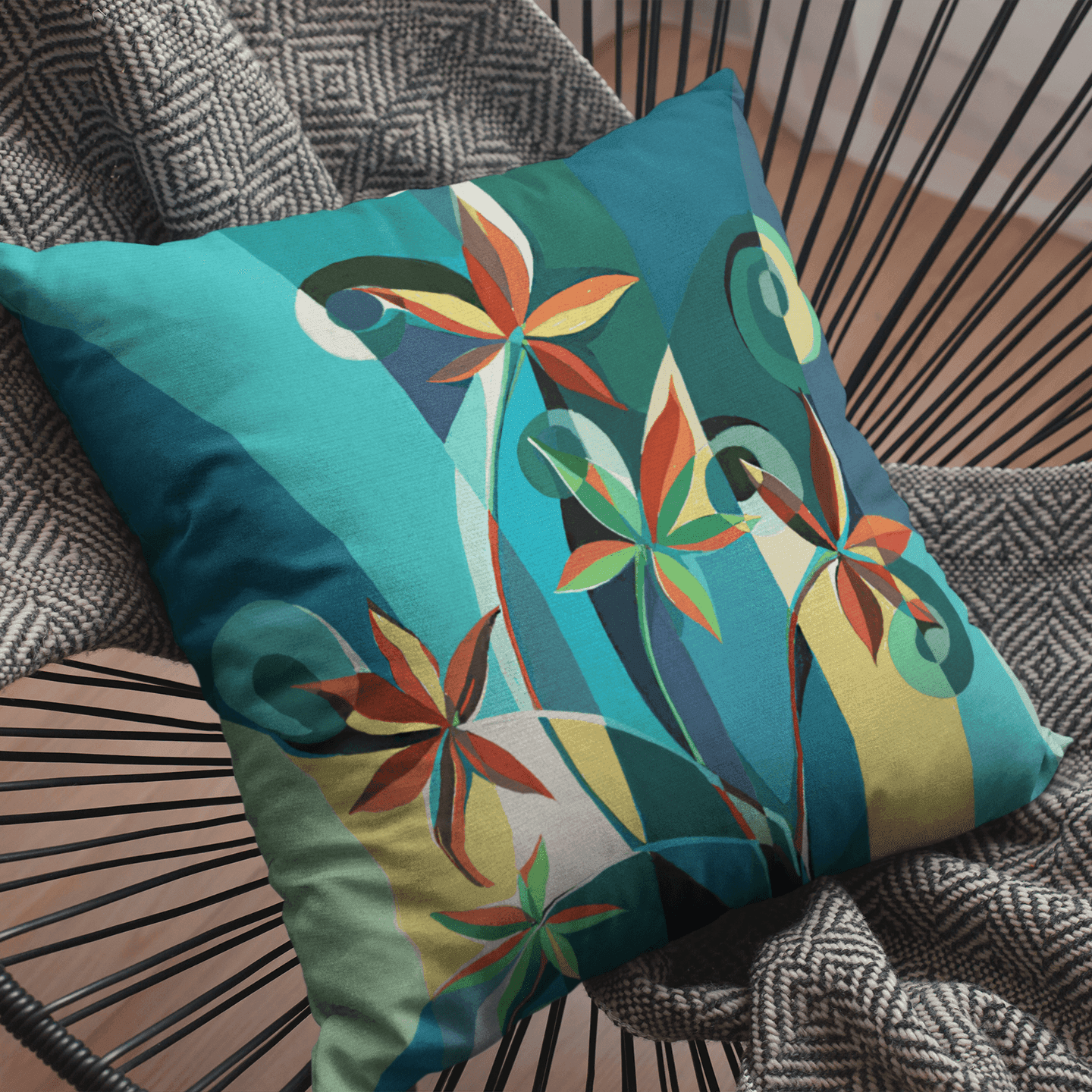 Abstract Bloom Floral Bloom Throw Pillow - Lantern Space