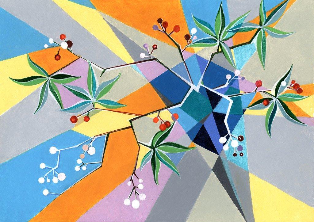 Ikebana, Acrylic Painting by Paola Minekov - Lantern Space