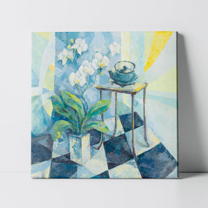 Still Life with Orchids and a Teapot, Art Print by Paola Minekov - Lantern Space