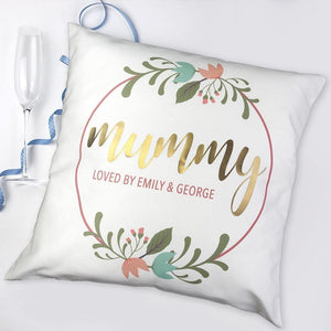 PERSONALISED FLORAL WREATH CUSHION COVER - Lantern Space