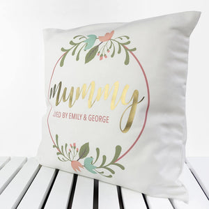PERSONALISED FLORAL WREATH CUSHION COVER - Lantern Space