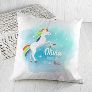 Personalised Rainbow Magic Unicorn Cushion Cover - Lantern Space