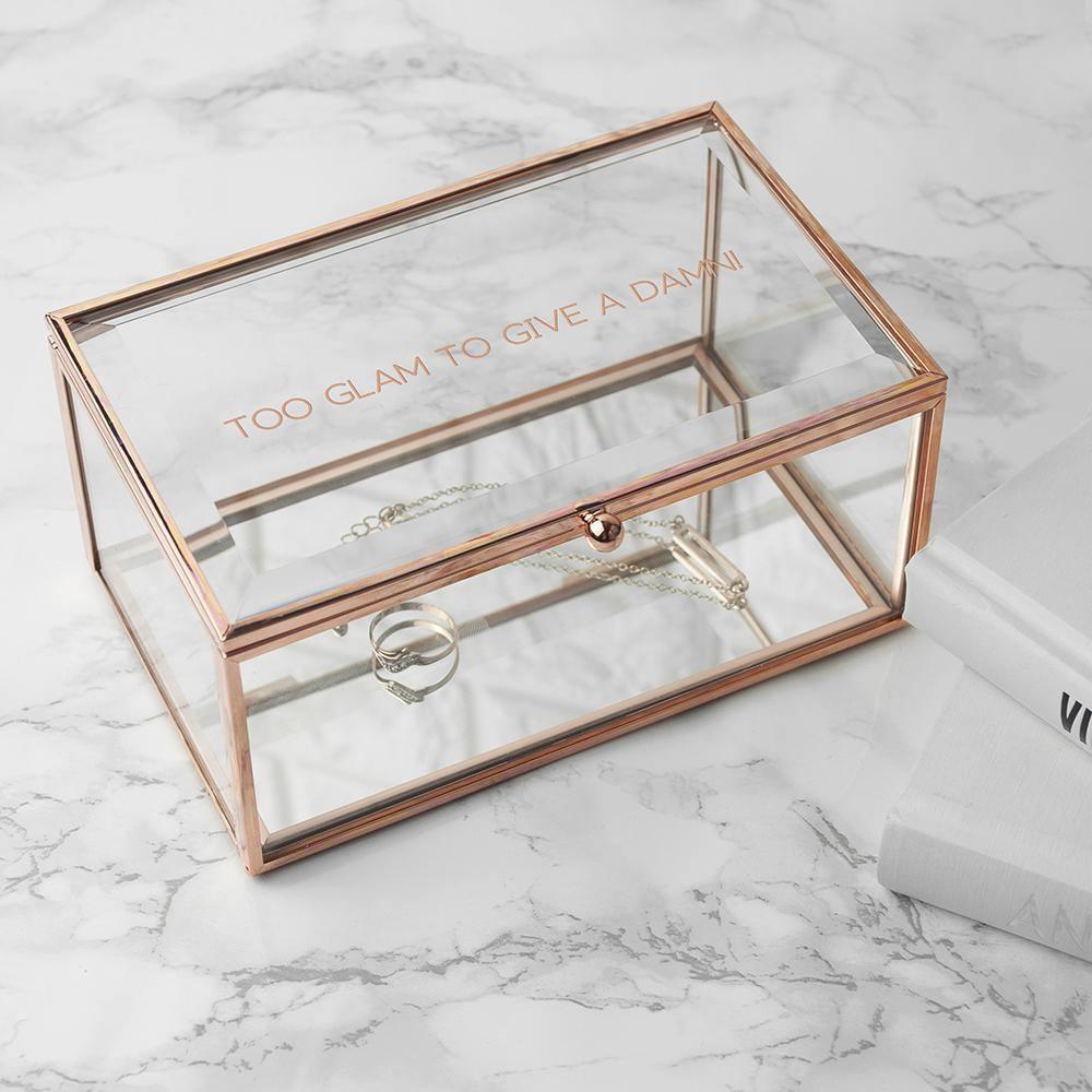 Personalised Rose Gold Glass Jewellery Box - Lantern Space