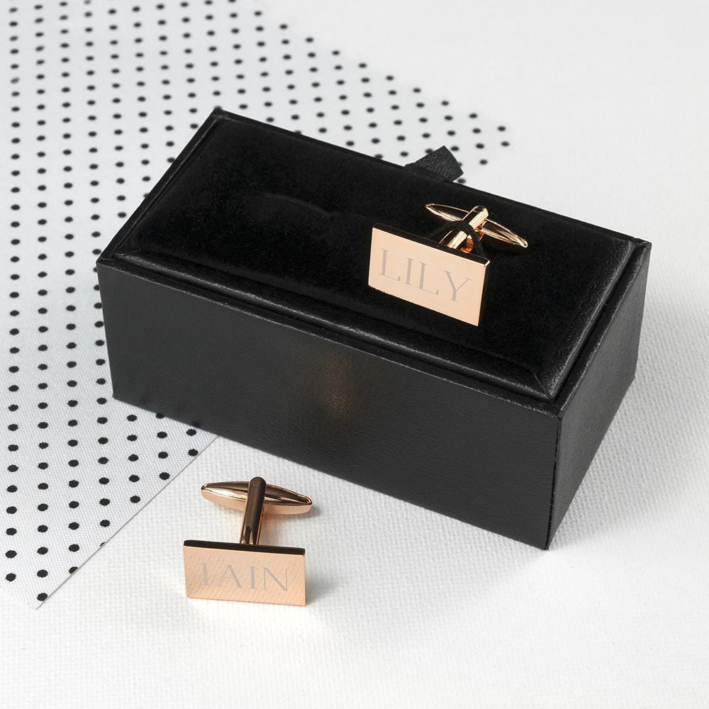 Personalised Rose Gold Plated Cufflinks - Lantern Space