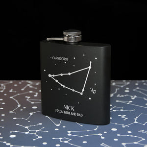 Personalised Zodiac Matt Black Flask - Lantern Space