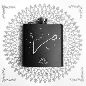 Personalised Zodiac Matt Black Flask - Lantern Space
